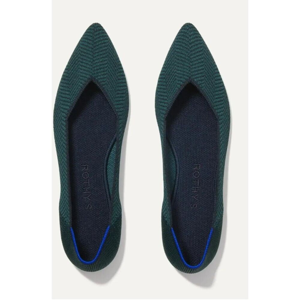 Rothy's The Point Green Cedar Herringbone sz 13 Slip-on Ballet Flats - Picture 1 of 12